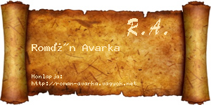 Román Avarka névjegykártya